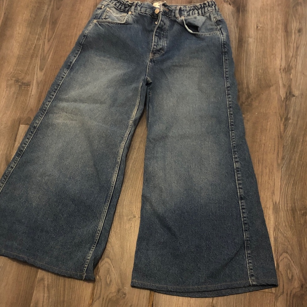 Free People Wide-Leg Vintage Blue Denim Jeans